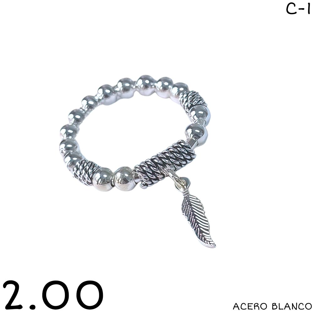 ANILLO CON PLUMA ACERO BLANCO