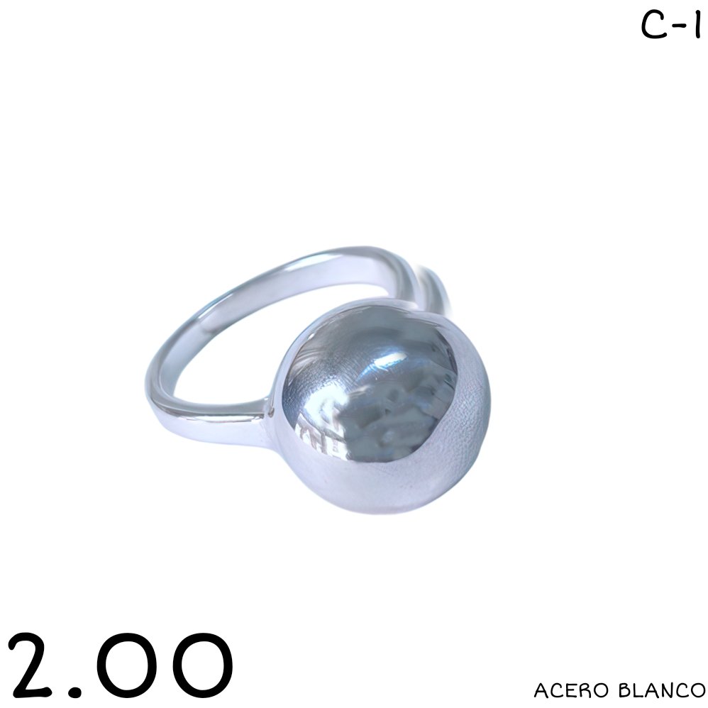 ANILLO BOLITA ACERO BLANCO