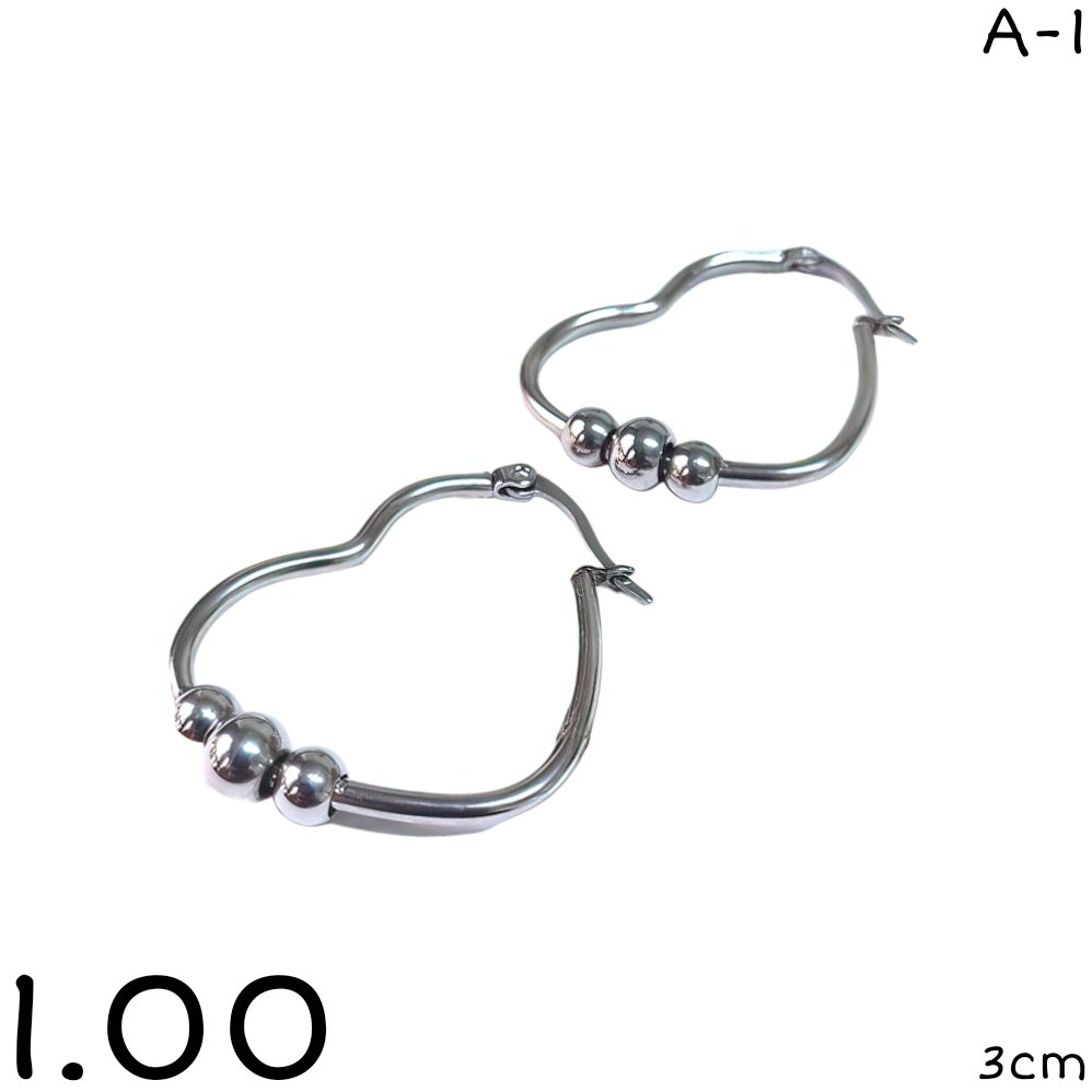 argollas corazon bolitas 3cm