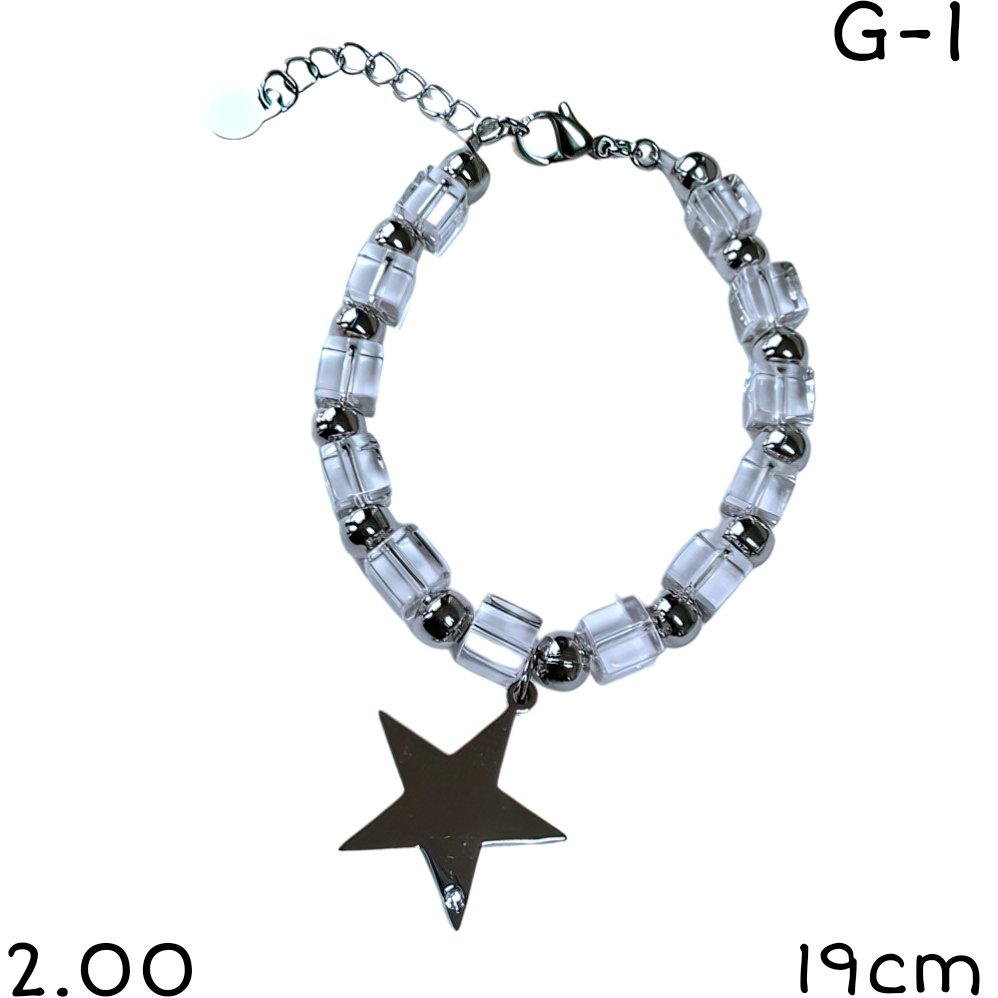 PULSERA  ESTRELLA ACERO 19CM