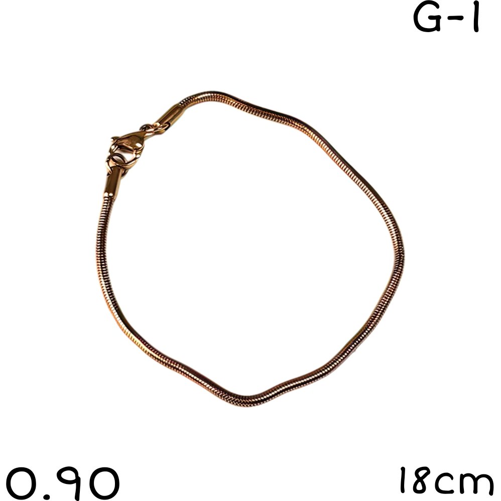 PULSERA CADENA SERPIENTE ACERO DORADO 18CM