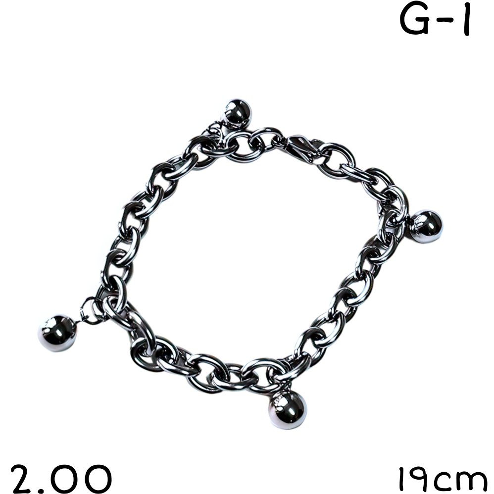 PULSERA ACERO CON BOLITAS 19CM