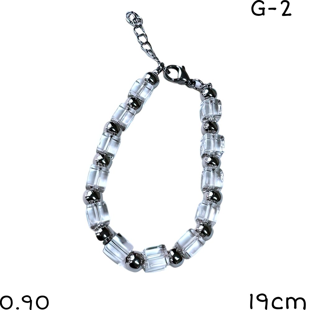 pulsera cristales transparentes acero 19cm