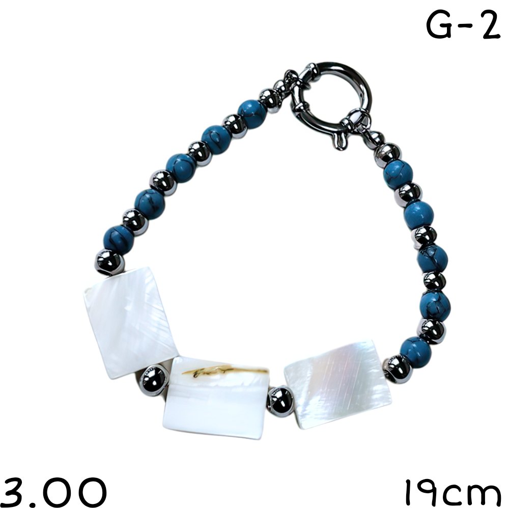pulseras turquesa y nacar 19cm
