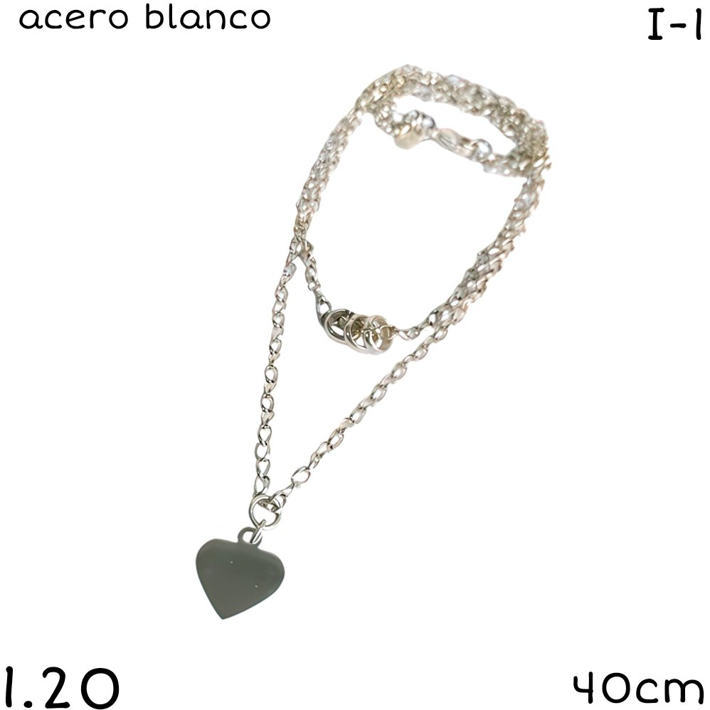 CONJUNTO DOBLE CORAZON 40CM "ACERO BLANCO"