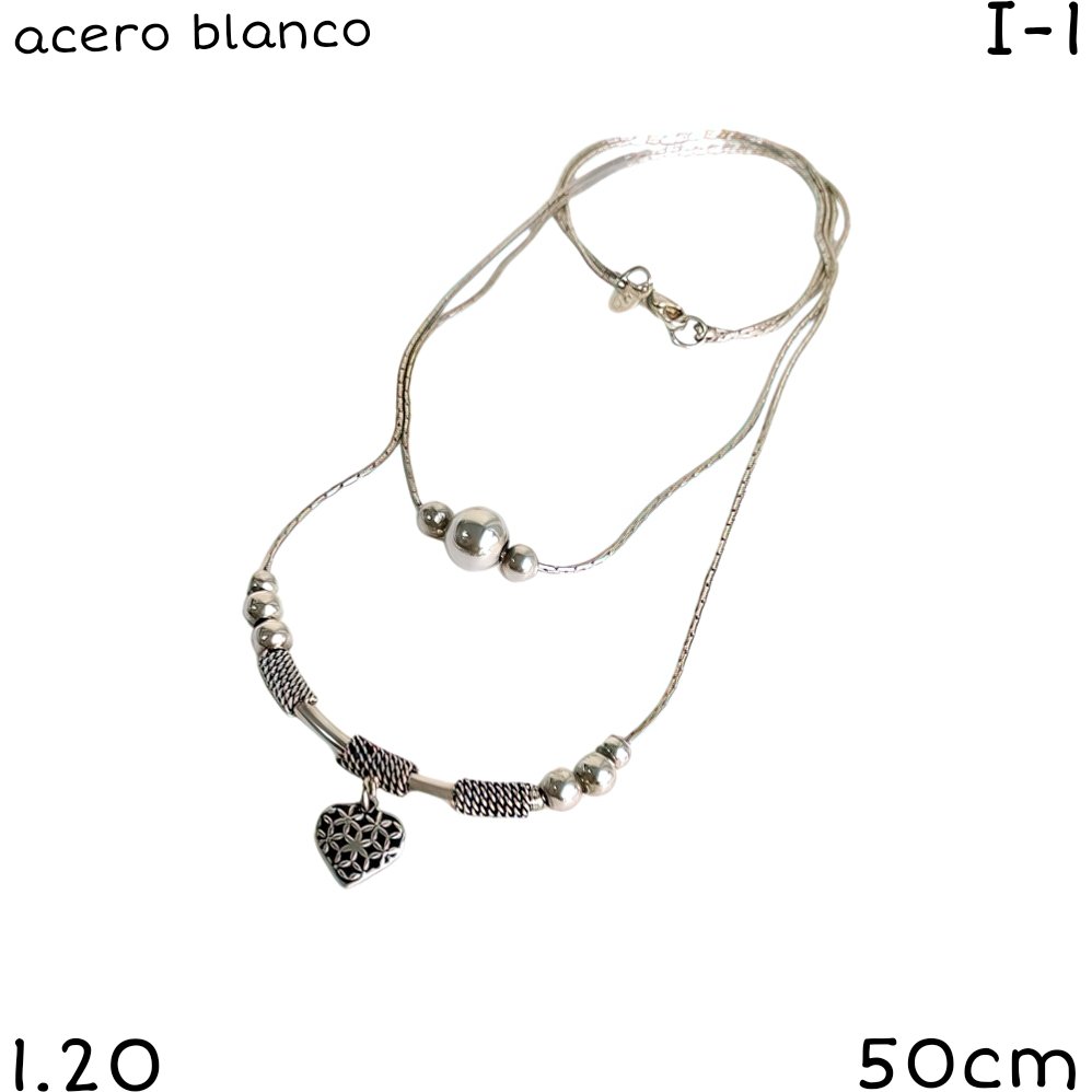 CONJUNTO ACERO BLANCO CADENA DOBLE