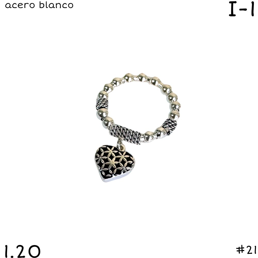 ANILLO CORAZON ACERO BLANCO