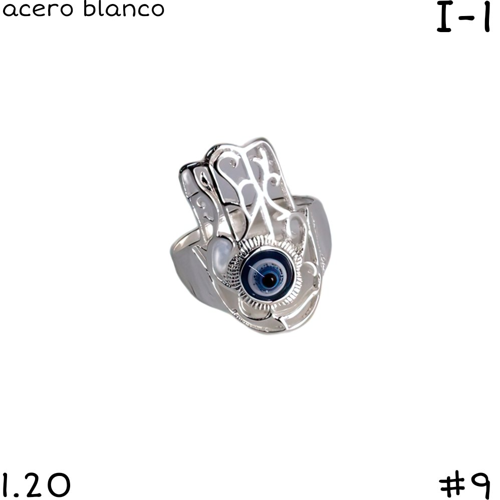 Anillo MANO DE FATIMA ACERO BLANCO