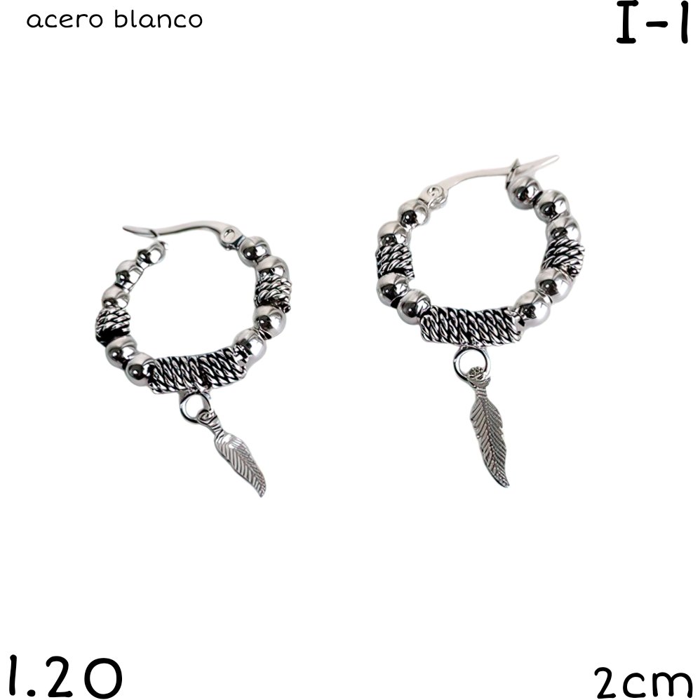 ARGOLLAS PLUMA ACERO BLANCO 2CM
