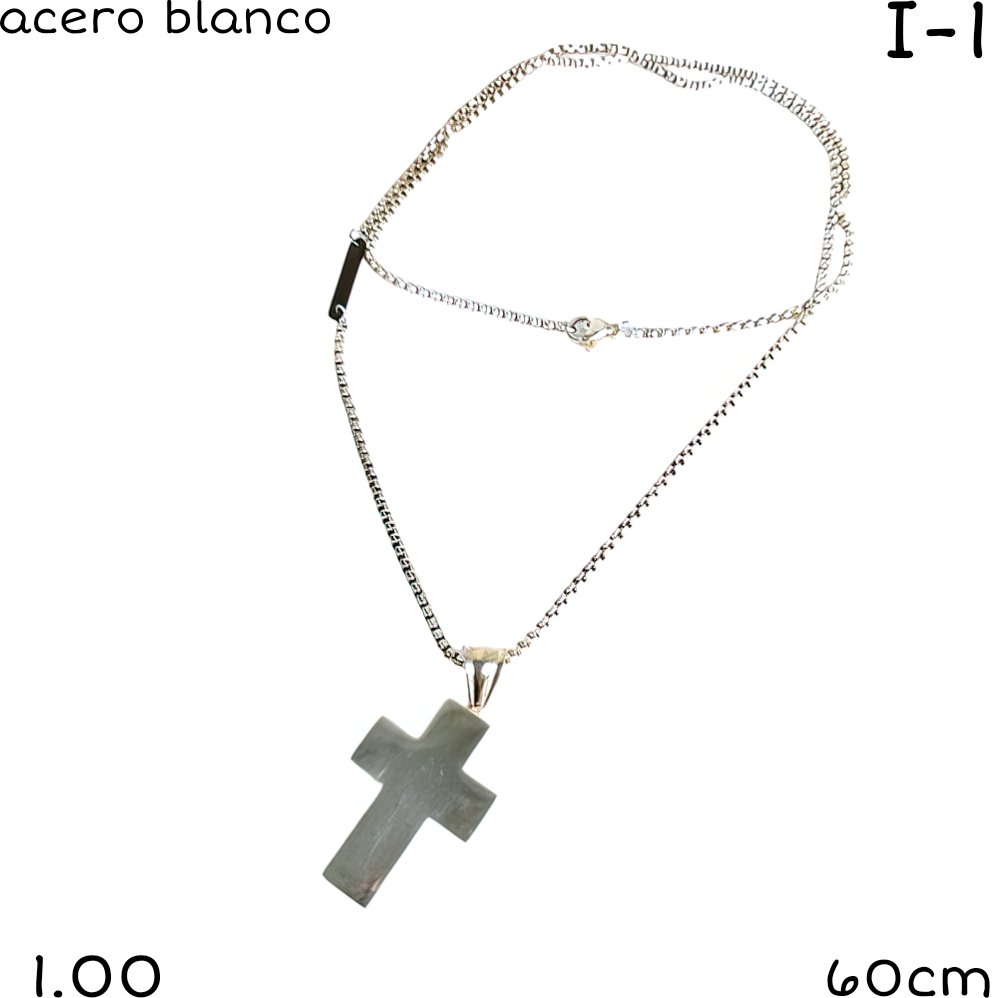 CONJUNTO CRUZ ACERO BLANCO 60CM