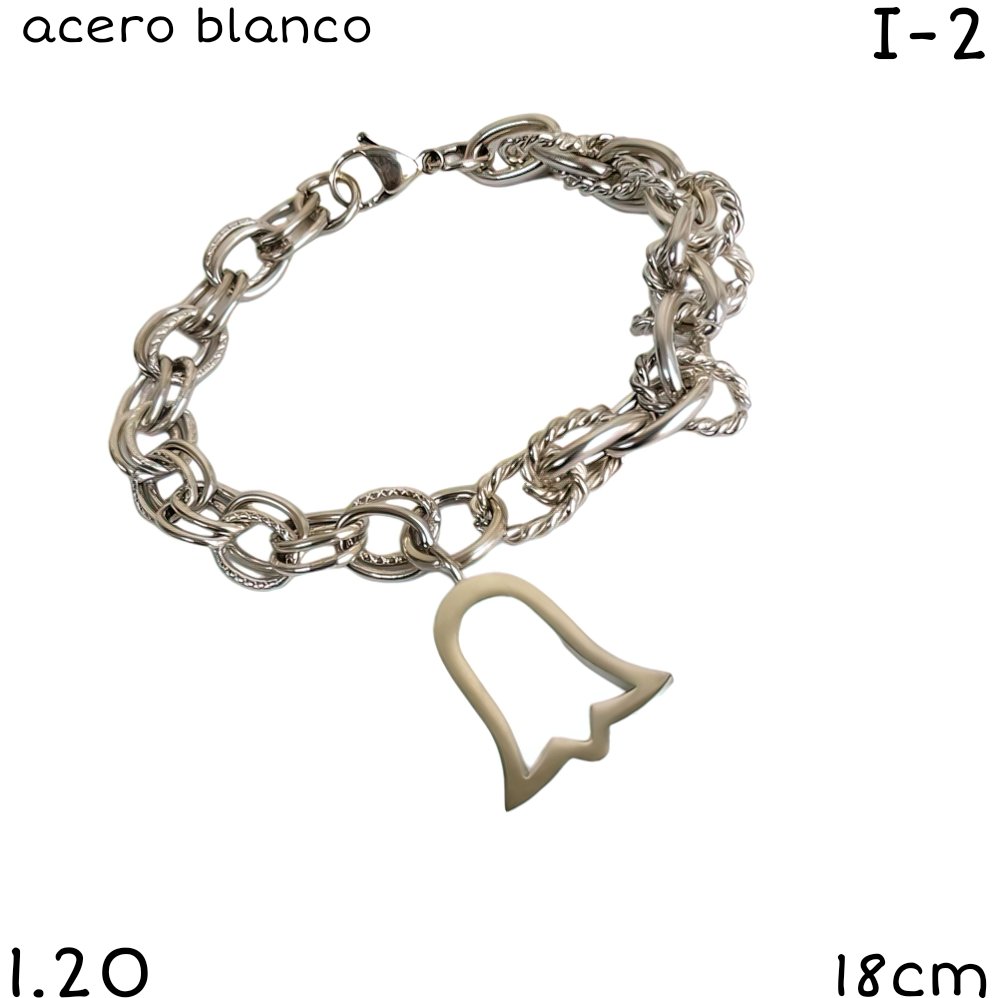 PULSERA CAMPANA ACERO BLANCO 18CM
