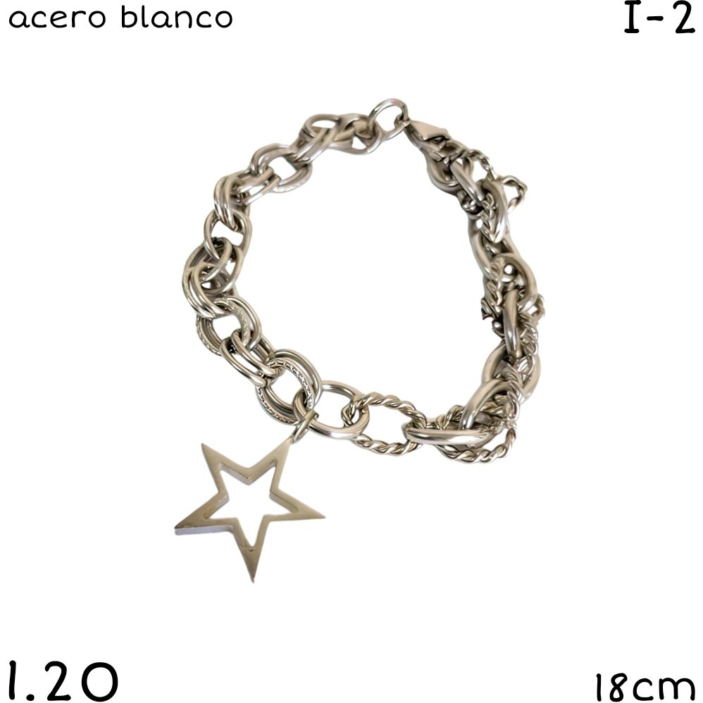 PULSERA ESTRELLA ACERO BLANCO 18CM