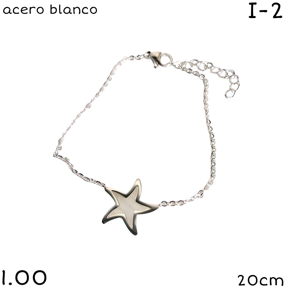 PULSERA ESTRELLA ACERO BLANCO 20CM