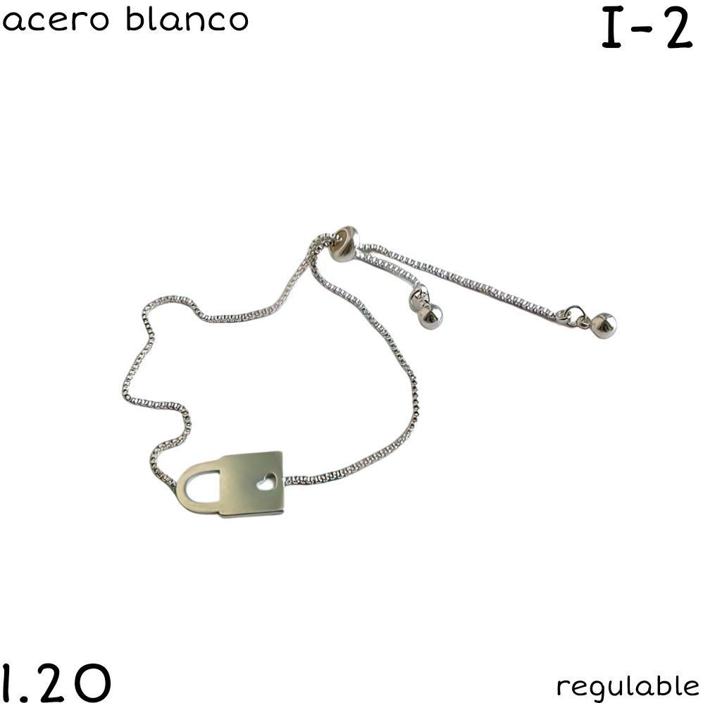 PULSERA CANDADO REGULABLE ACERO BLANCO