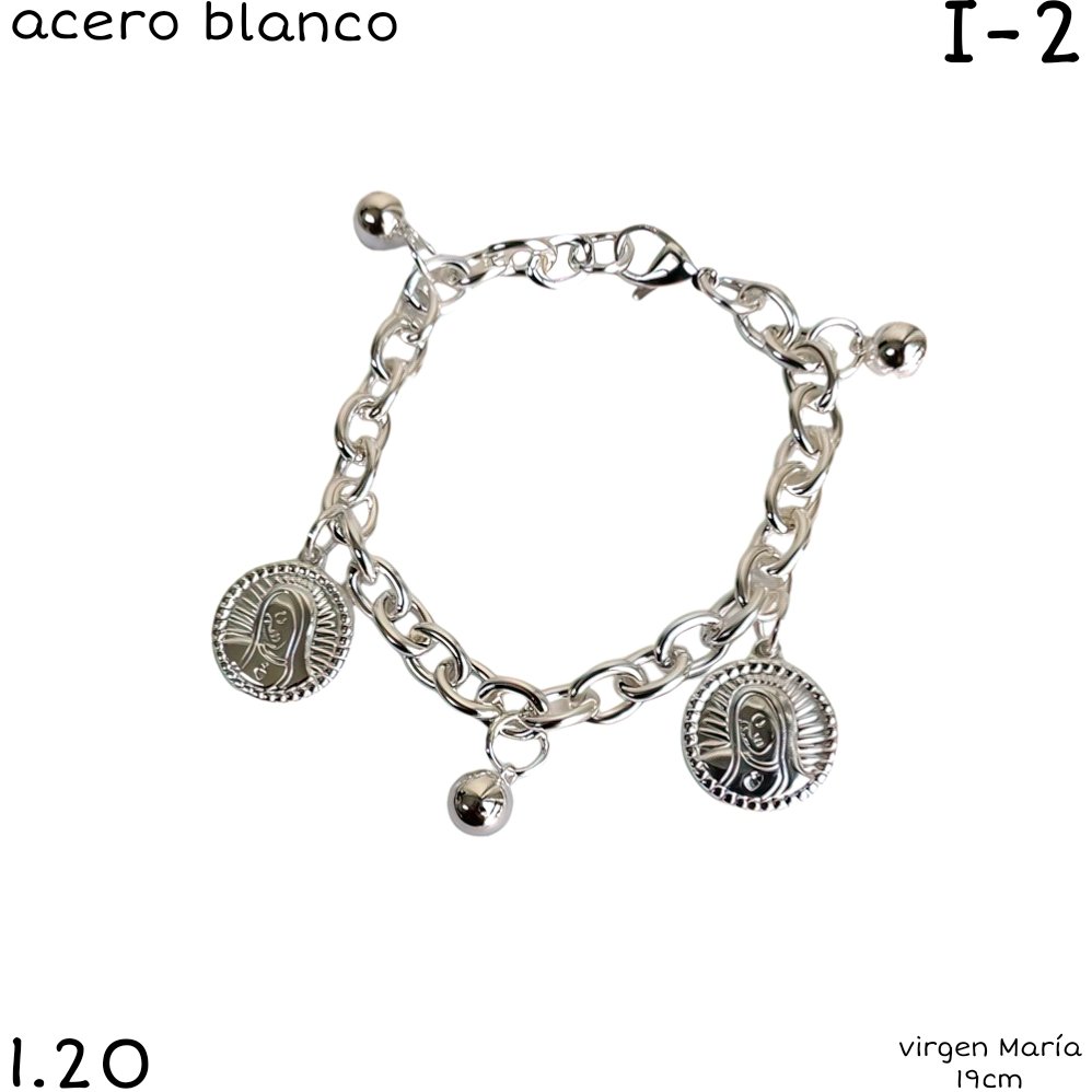 PULSERA VIRGEN MARIA 19CM ACERO BLANCO