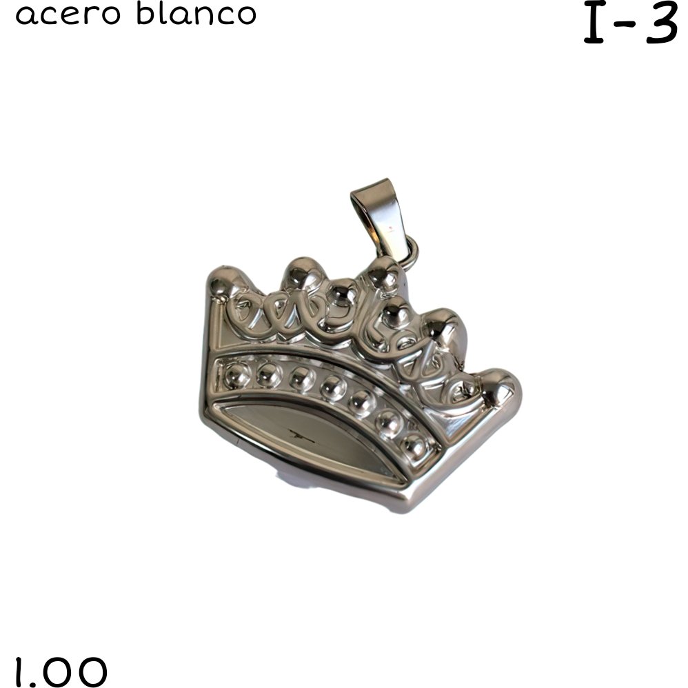 DIJE CORONA ACERO BLANCO