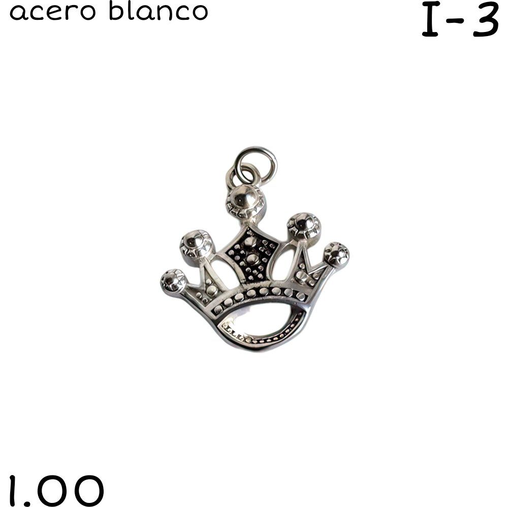 DIJE CORONA ACERO BLANCO