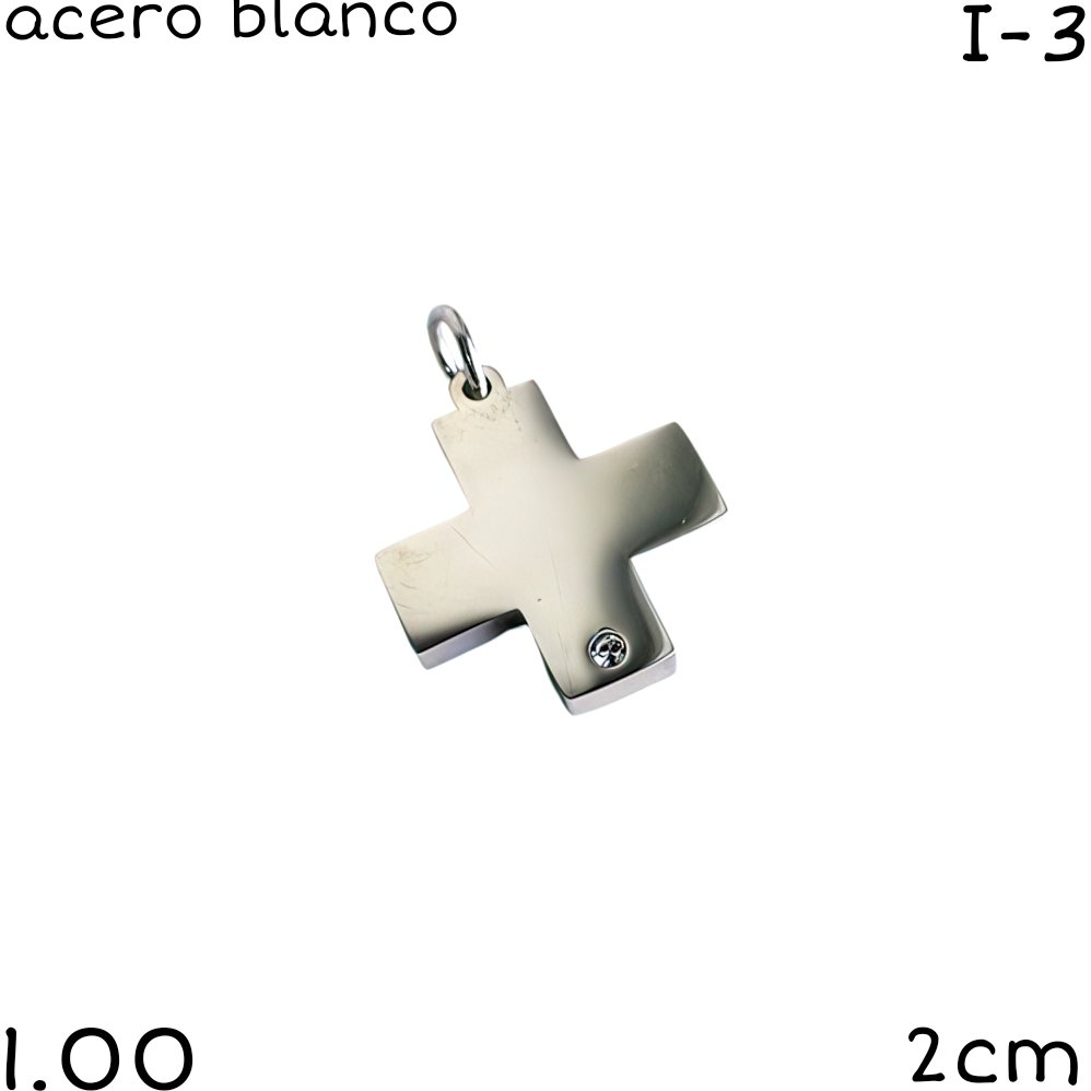 DIJE CRUZ ACERO BLANCO 2cm