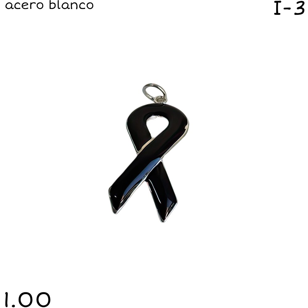 DIJE LAZO DE LUTO ACERO BLANCO