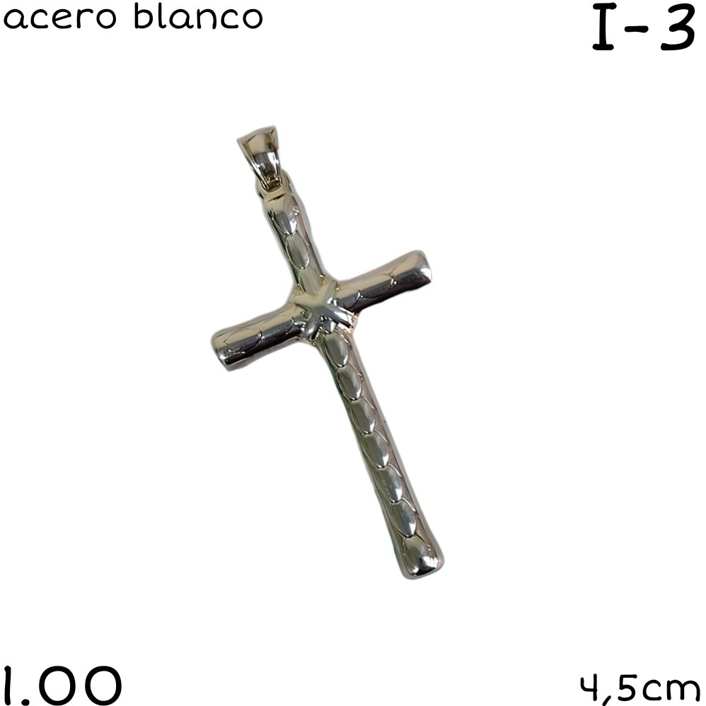 DIJE CRUZ 4,5CM ACERO BLANCO