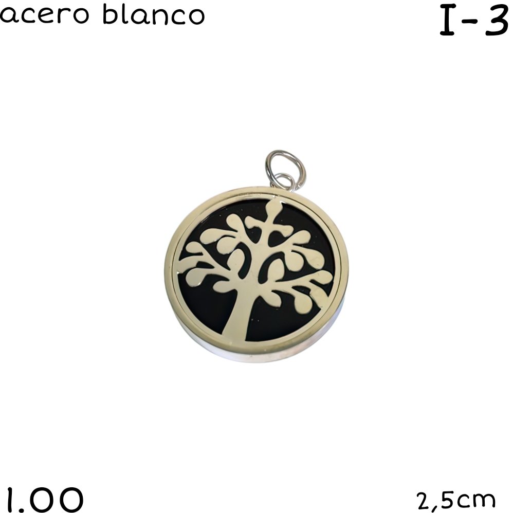 DIJE ARBOL DE LA VIDA ACERO BLANCO 2,5CM