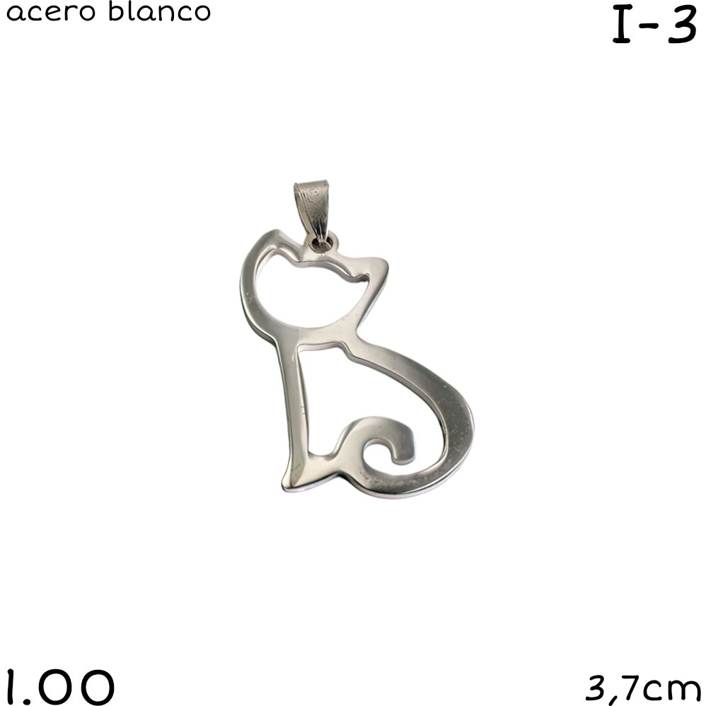 DIJE GATO ACERO BLANCO