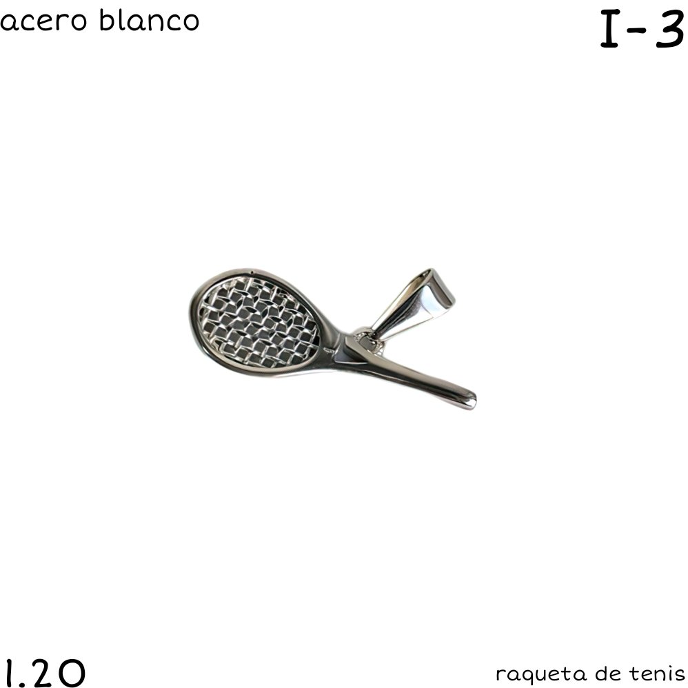 DIJE RAQUETA DE TENIS ACERO BLANCO