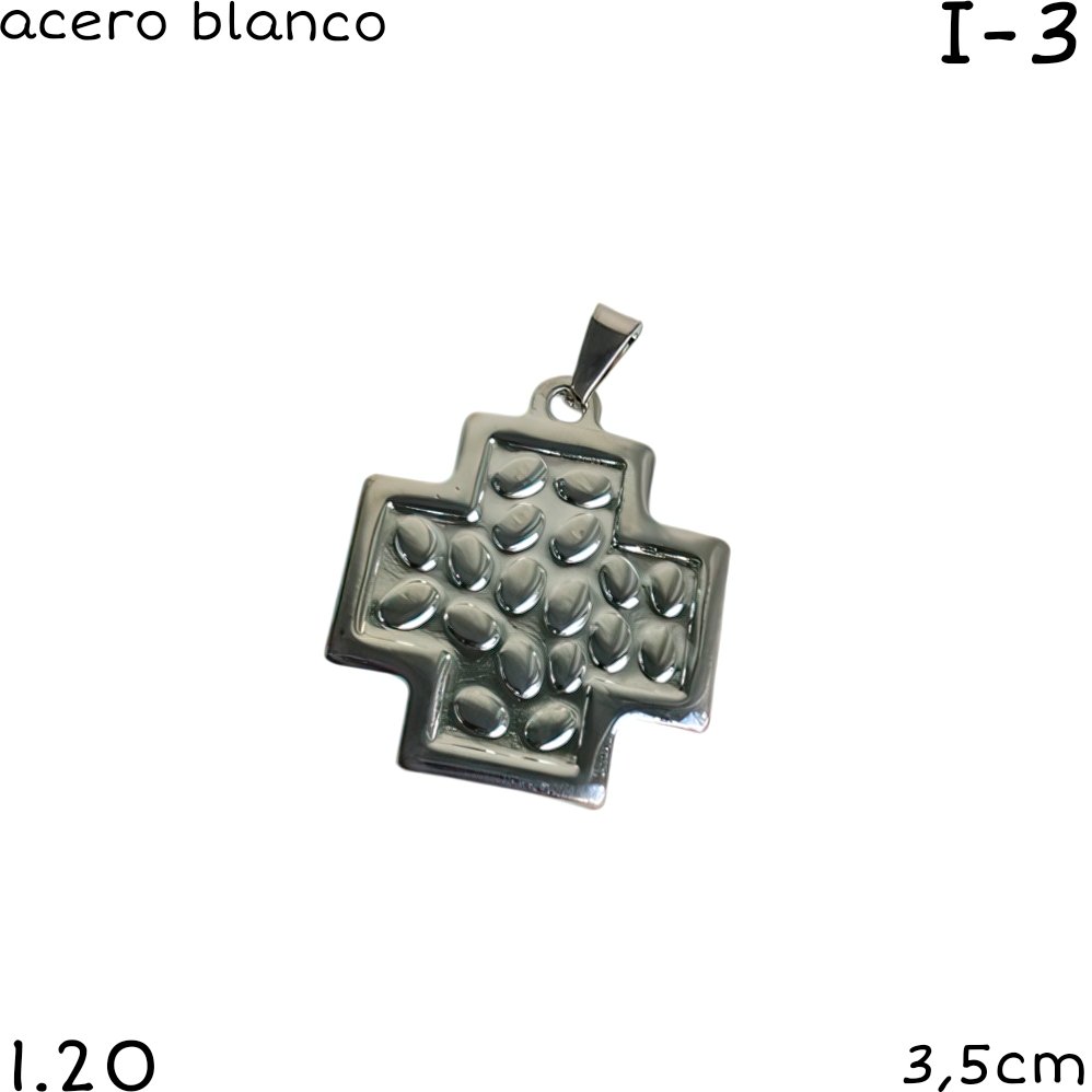 DIJE CRUZ ACERO BLANCO 3,5cm