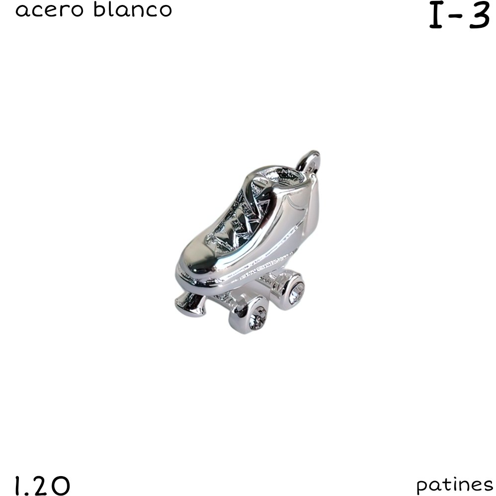 DIJE PATIN 4 RUEDAS ACERO BLANCO