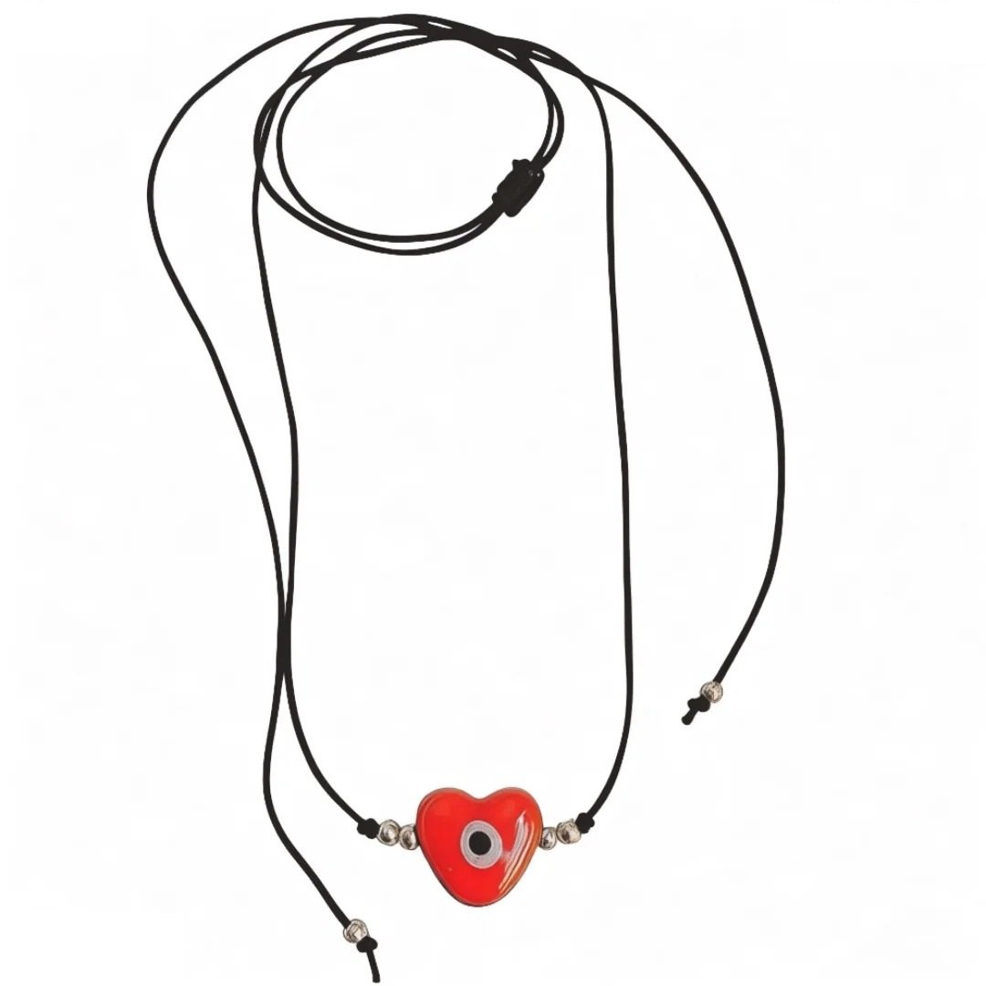 Chocker hilo negro con corazón esmaltado C-56A