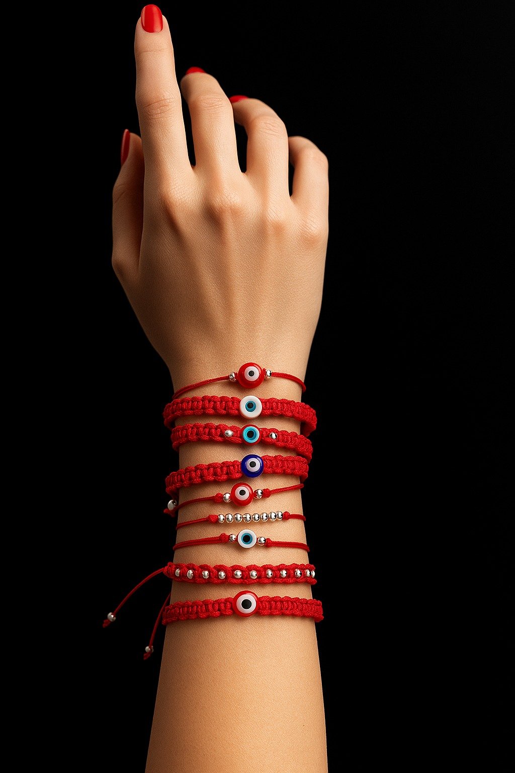 Pulsera hilo Rojo ojitto turco blanco C-26C