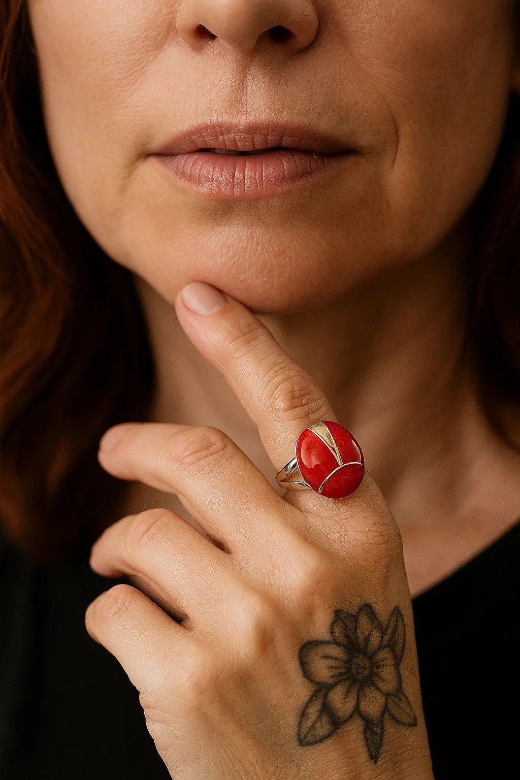 Anillo Nacar rojo C-105B