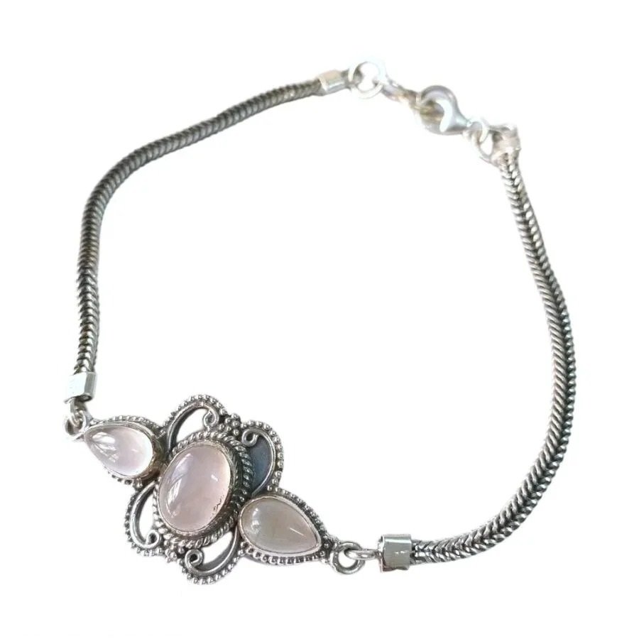 PULSERA CUARZO ROSA 20+2cm C-23A