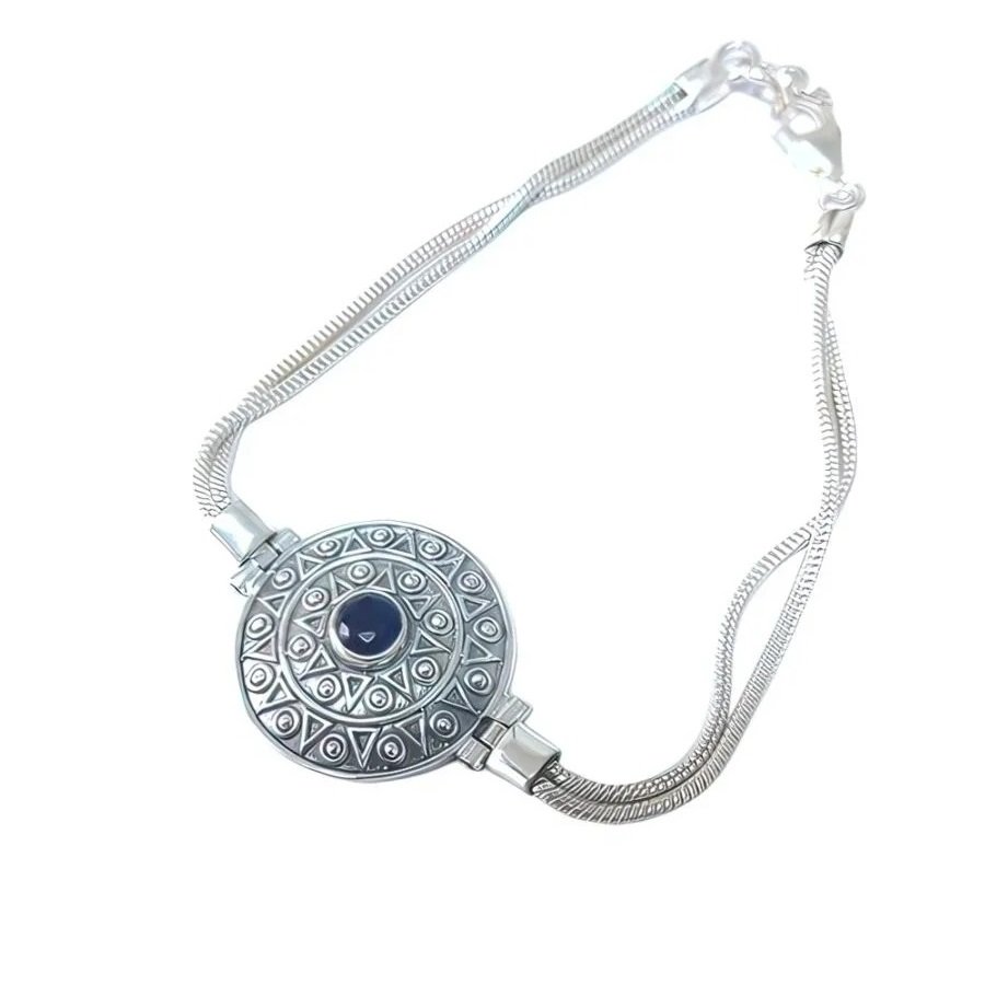 PULSERA PIEDRA AZUL NATURAL 18+1cm C-23A