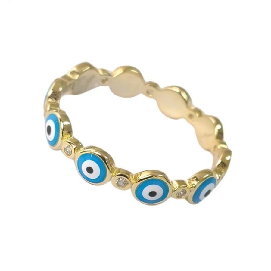 ANILLO OJITOS CON BRILLITOS DORADO C-38B