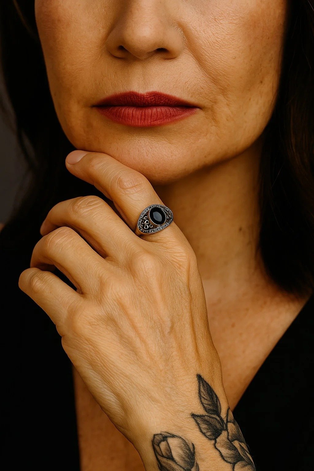 Anillo Calado Negro C-105A