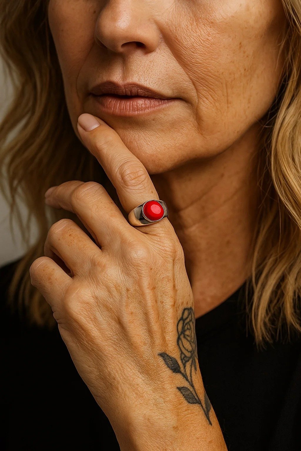 Anillo Piedra Rojo C-105A