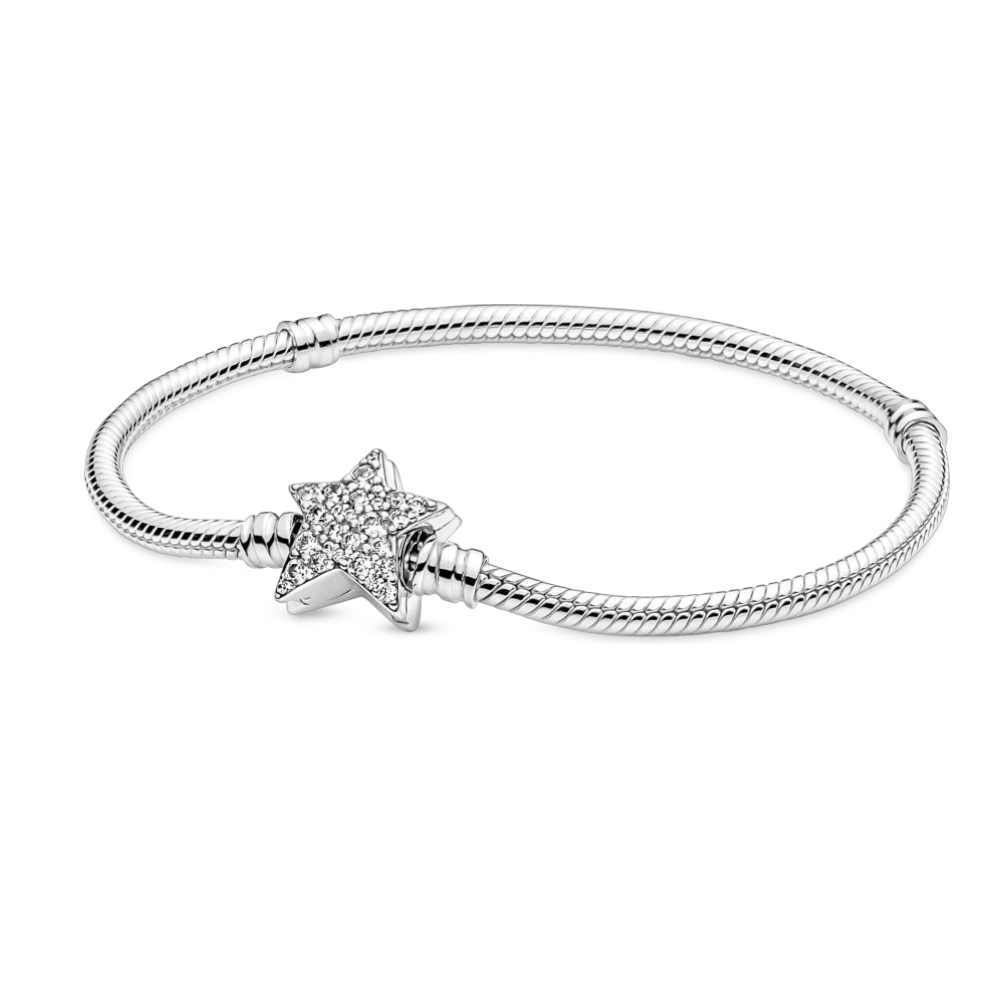 PULSERA SEMI RIGIDA CIERRE ESTRELLA CON CUBIC  18cm