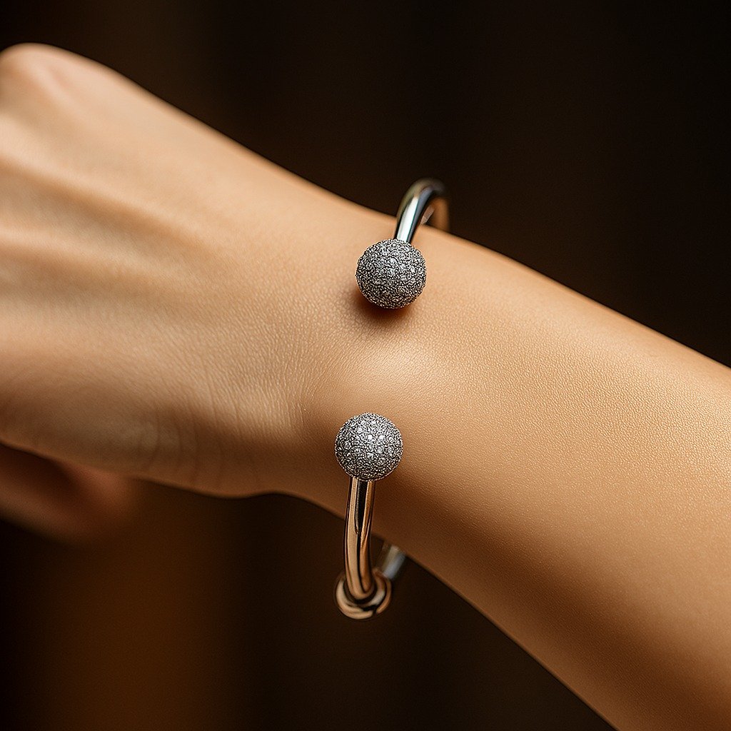 PULSERA ESCLAVA ABIERTA PAVE 18cm