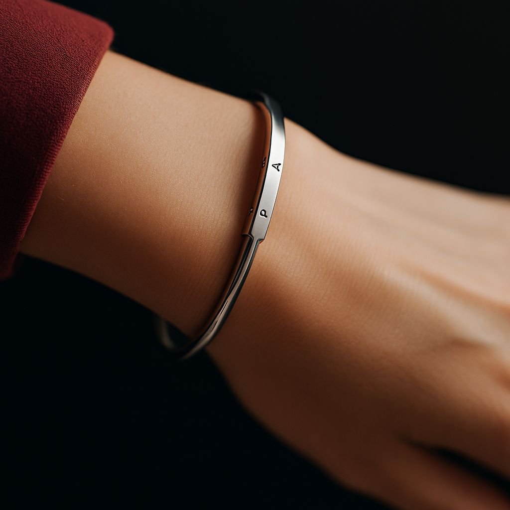 PULSERA ESCLAVA RIGIDA "CON INSCRIPCION" 18cm