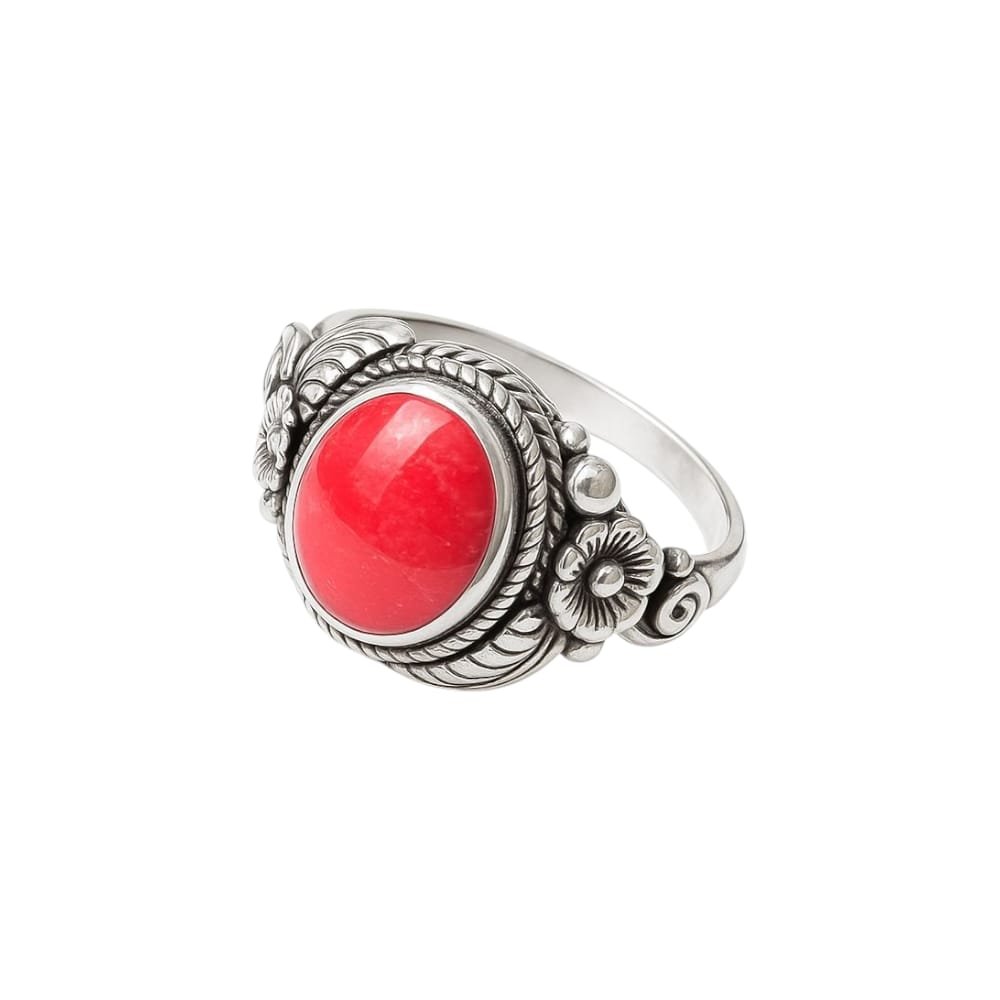 ANILLO FLORCITAS CORAL ROJO C-111C