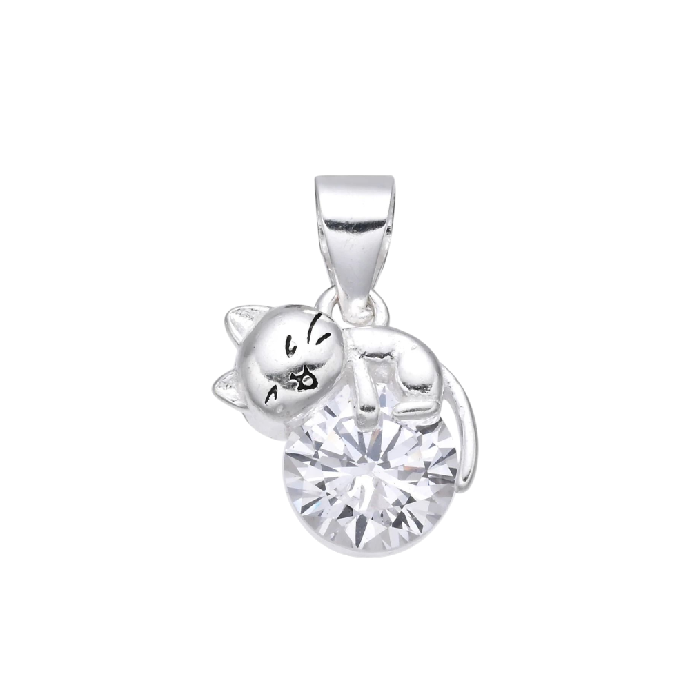 DIJE GATO ZAFIRO BLANCO CP-D