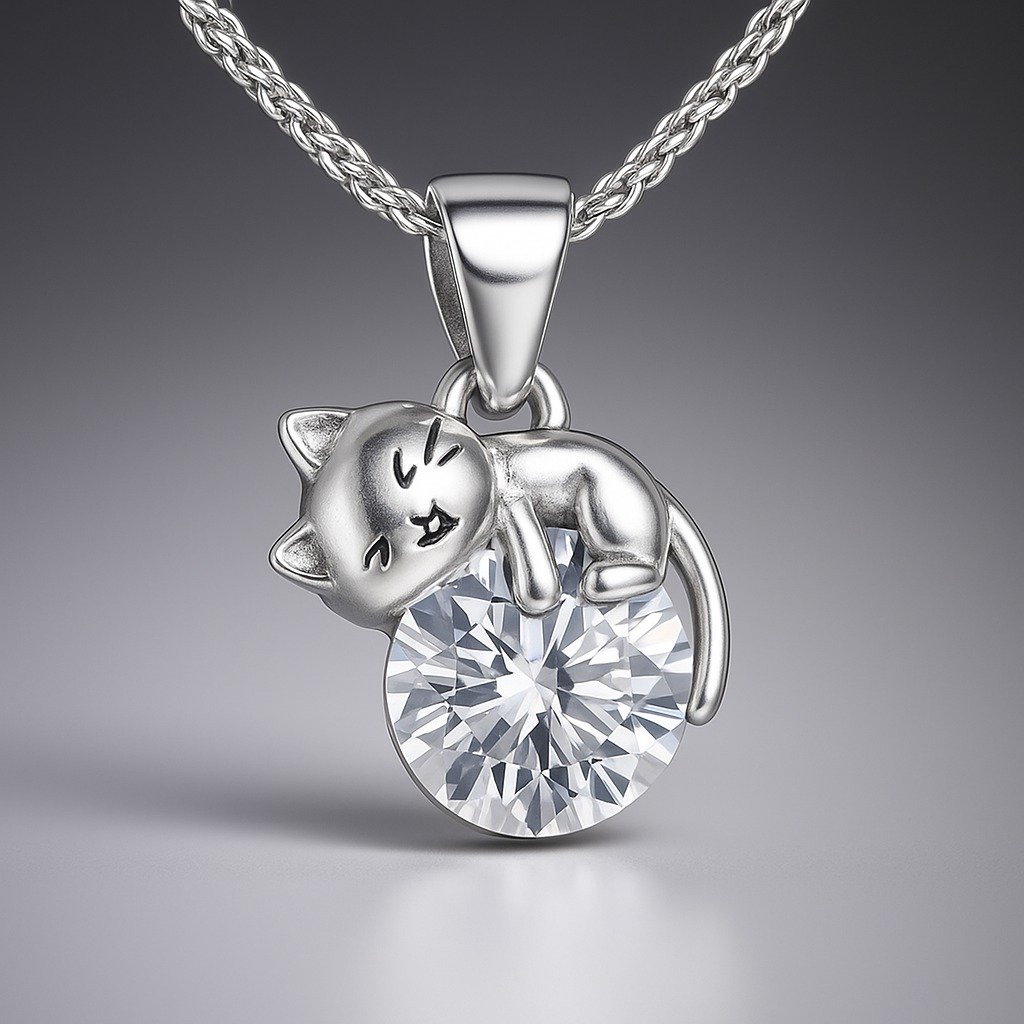 DIJE GATO ZAFIRO BLANCO CP-D