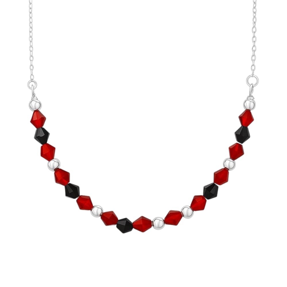 CHOCKER CON PIEDRAS ROJAS Y NEGRAS 40+2cm C-56A