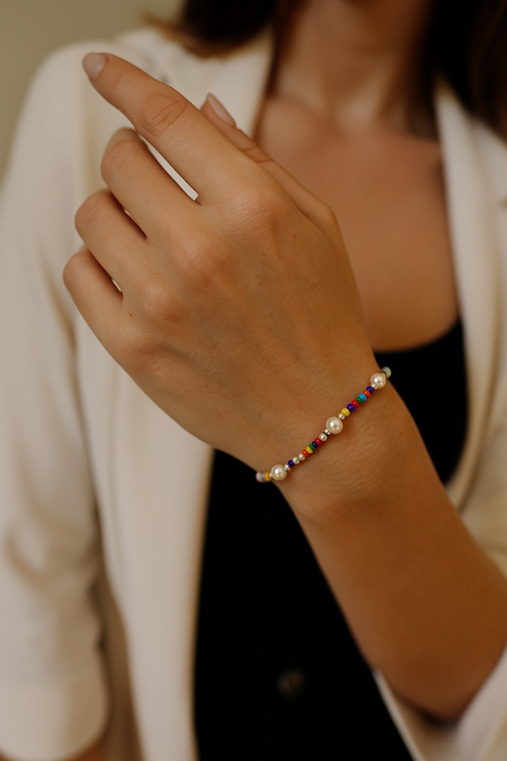 Pulsera Perla multicolor 19cm C-24A