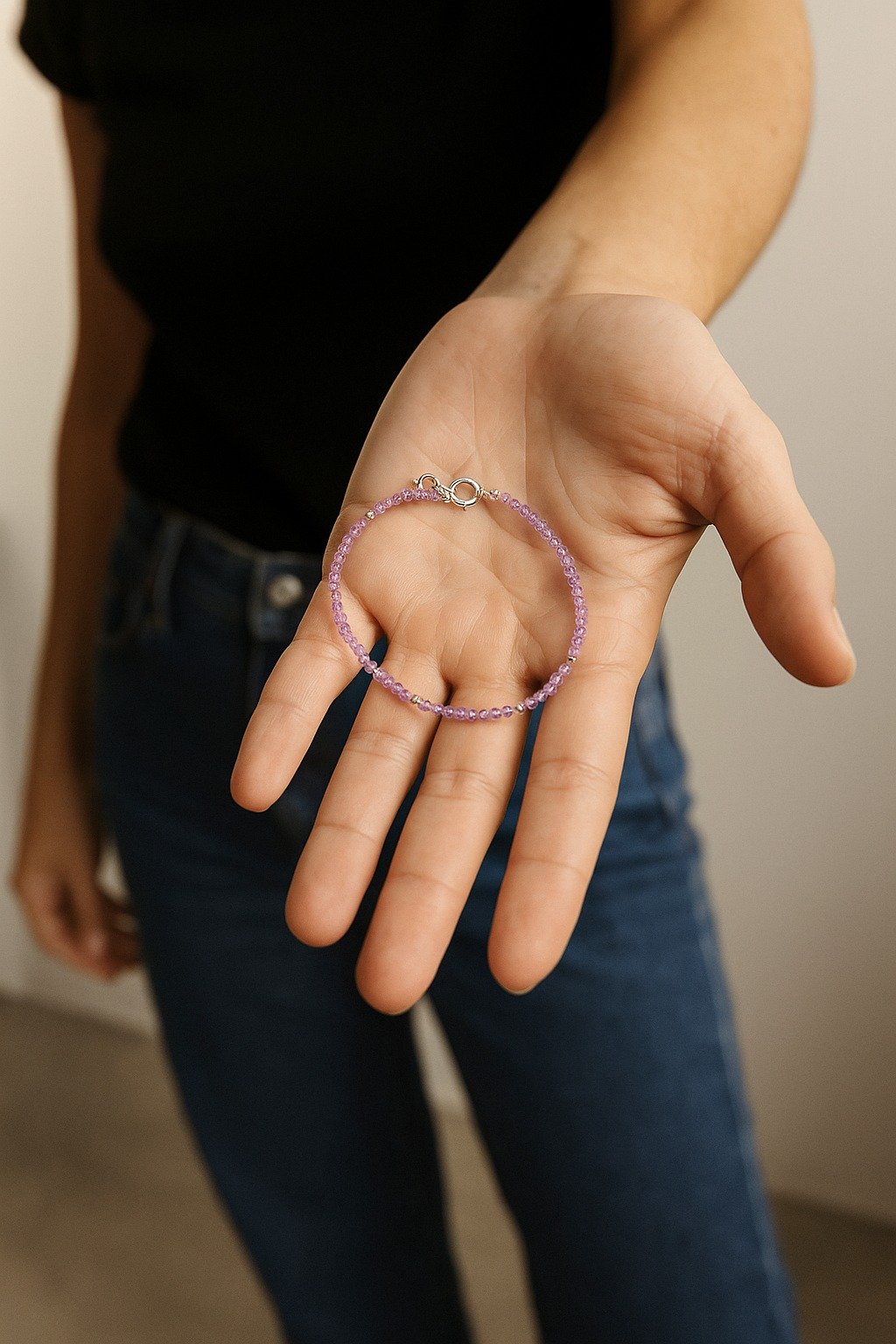 PULSERA ELASTIZADA PIEDRA LILA C-24A