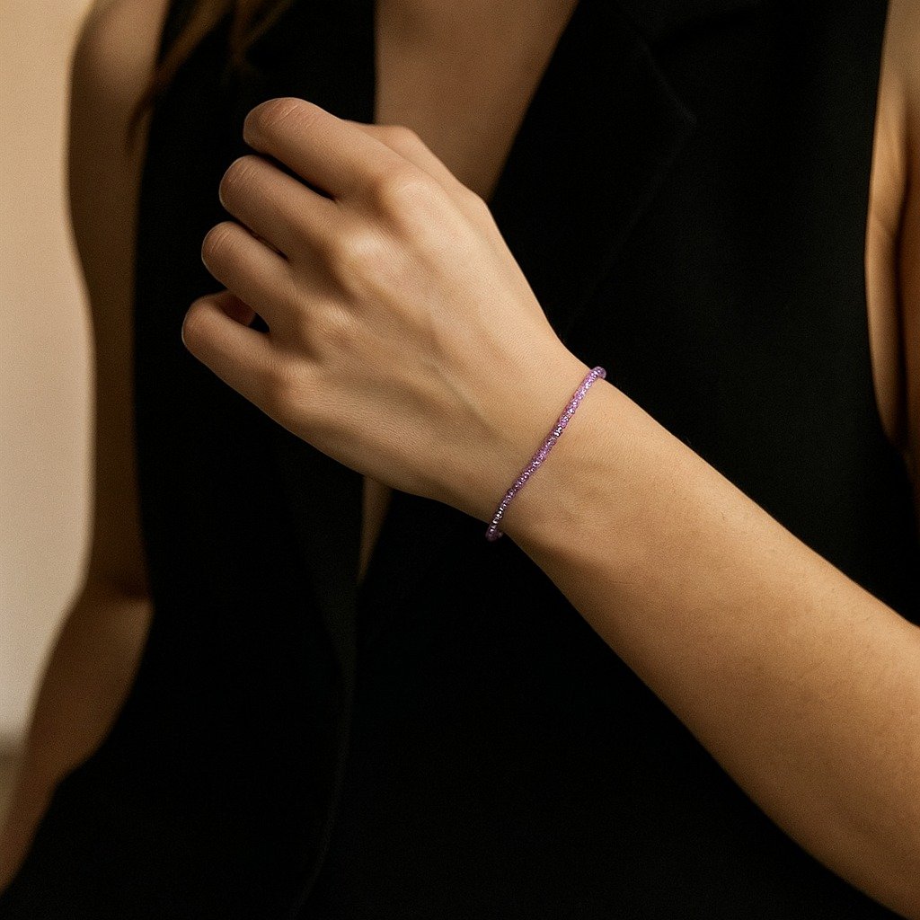 PULSERA ELASTIZADA PIEDRA LILA C-24A