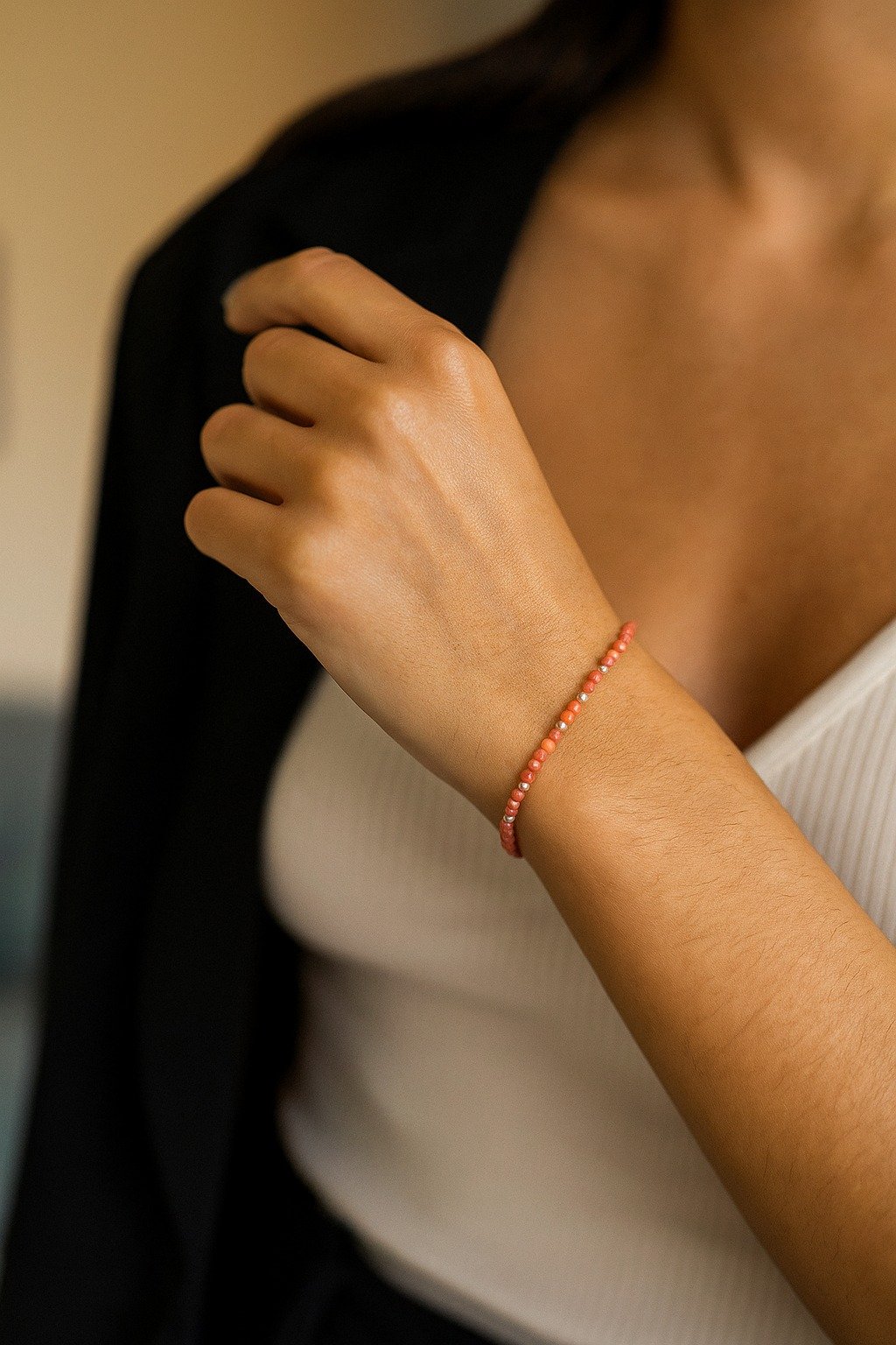 Pulsera elastizada piedra naranja C-24B