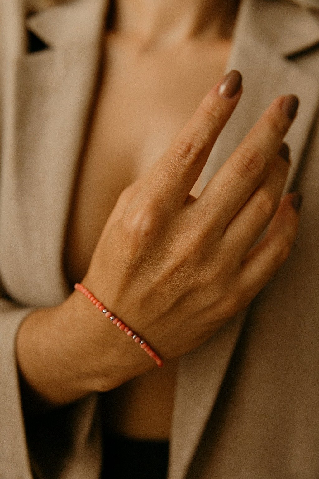 Pulsera elastizada piedra naranja C-24B