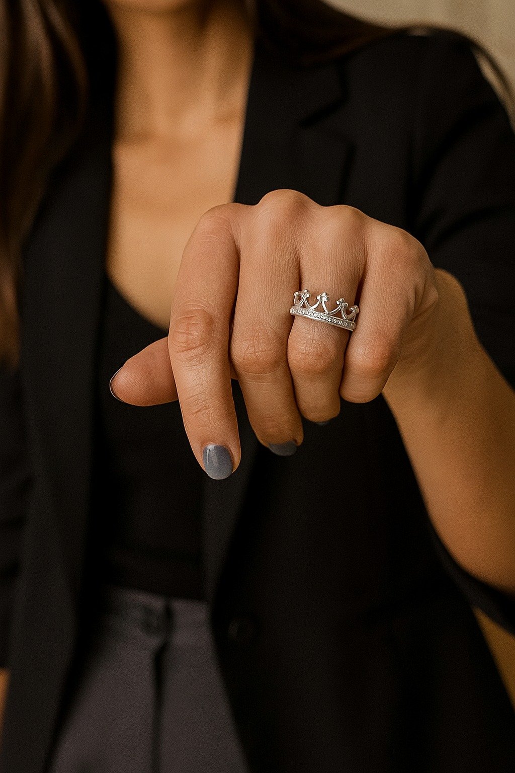 ANILLO  MEDIO SIN FIN CORONA "TALLE UNICO #10" C-102